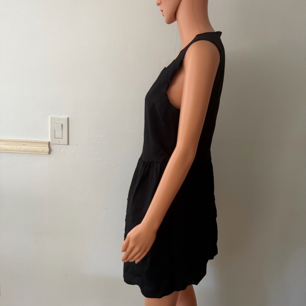 Madewell Silhouette Black Large Scuba Stretch Sleeveless Ponte Dress Raw Edge - Picture 12 of 15